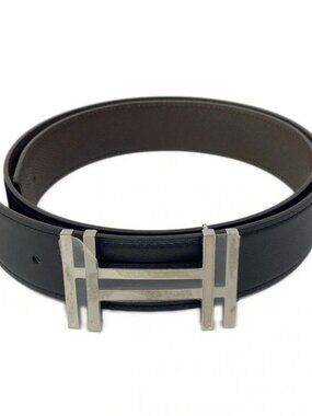 HERMES H au Carre Noir Chocolat Vaux Swift Veau Epsom X Belt